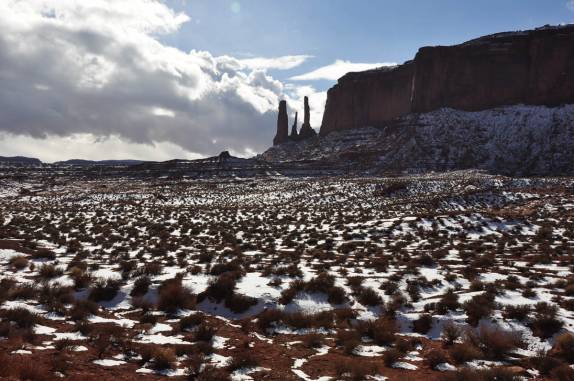 Muita neve nessa época do ano no Monument Valley, no Arizona, nos Estados Unidos